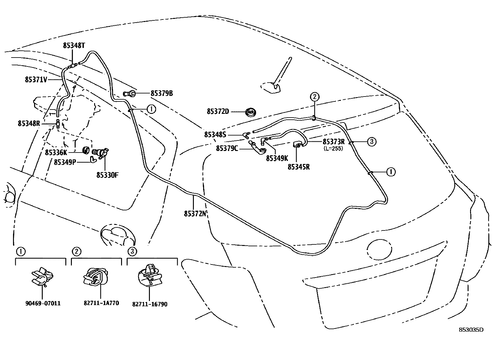 Toyota YARIS 后清洗器 EPC diagram — 853035D