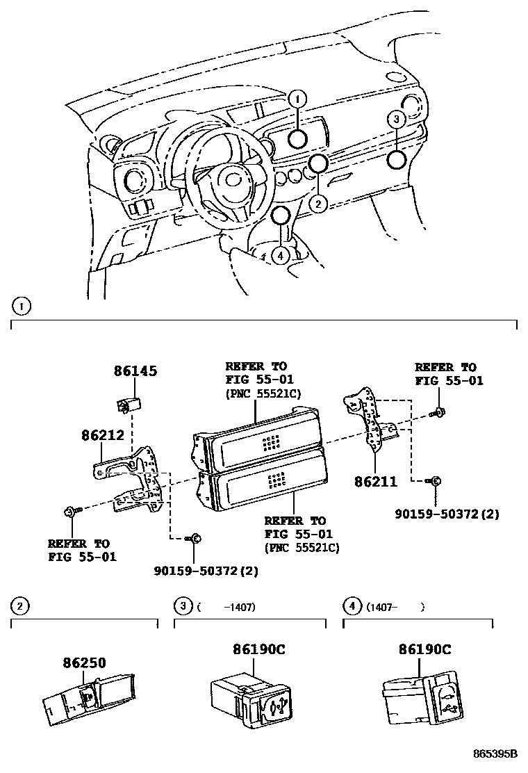 Toyota YARIS 收音机、放大器和冷凝器 EPC diagram — 865395B