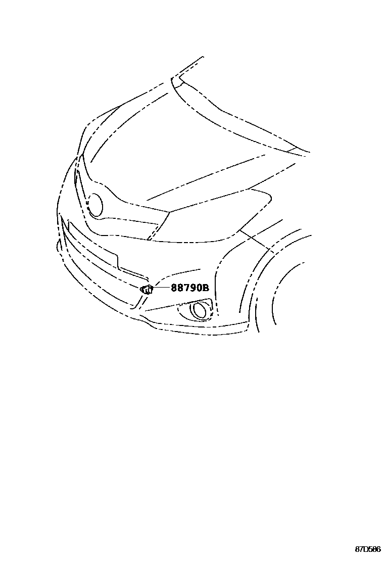 Toyota YARIS 暖风和空调系统 - 控制器和风管 EPC diagram — 87D586