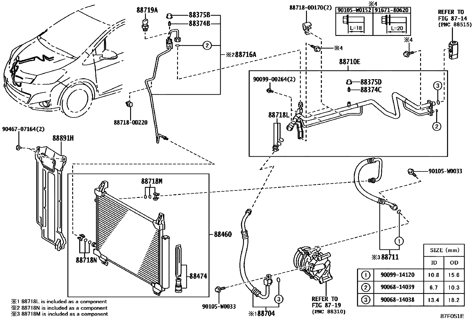 Toyota YARIS Heating & Air Conditioning - Cooler Piping EPC diagram — 87F051E