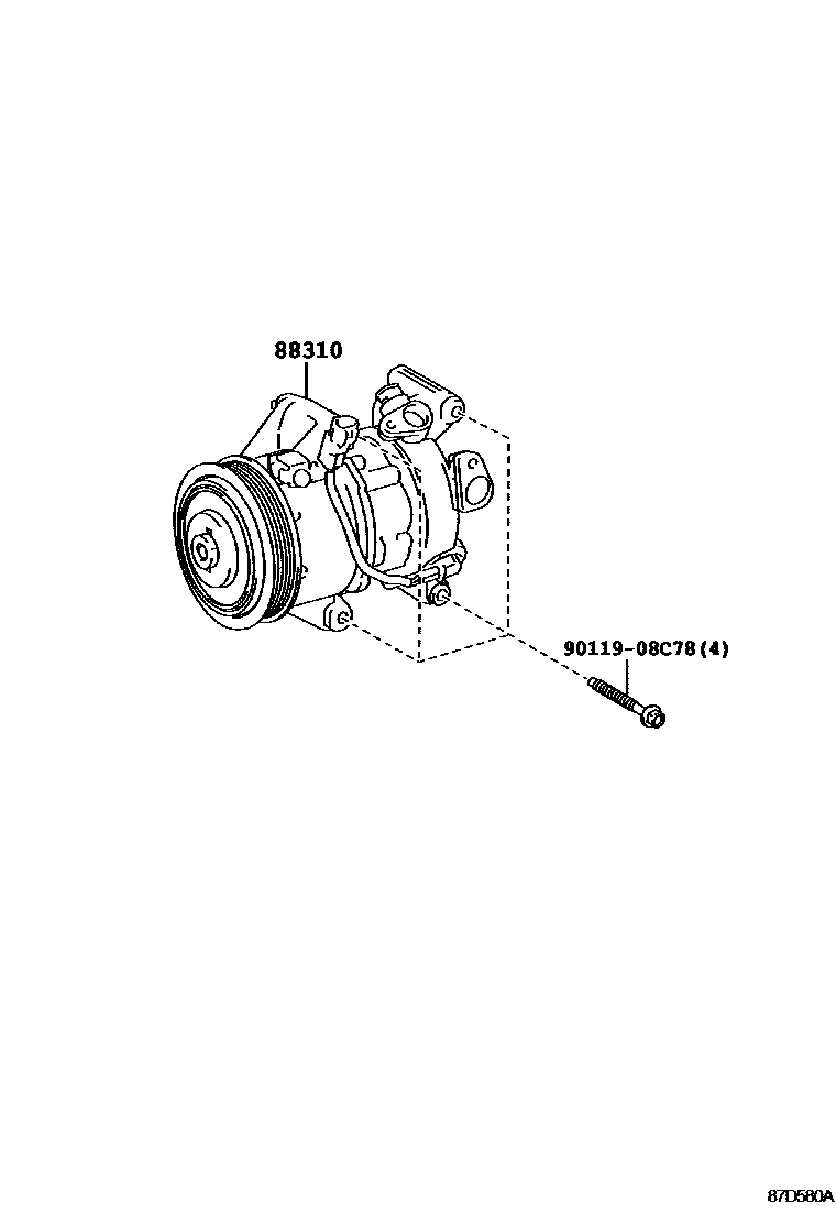 Toyota YARIS Heating & Air Conditioning - Compressor EPC diagram — 87D580A