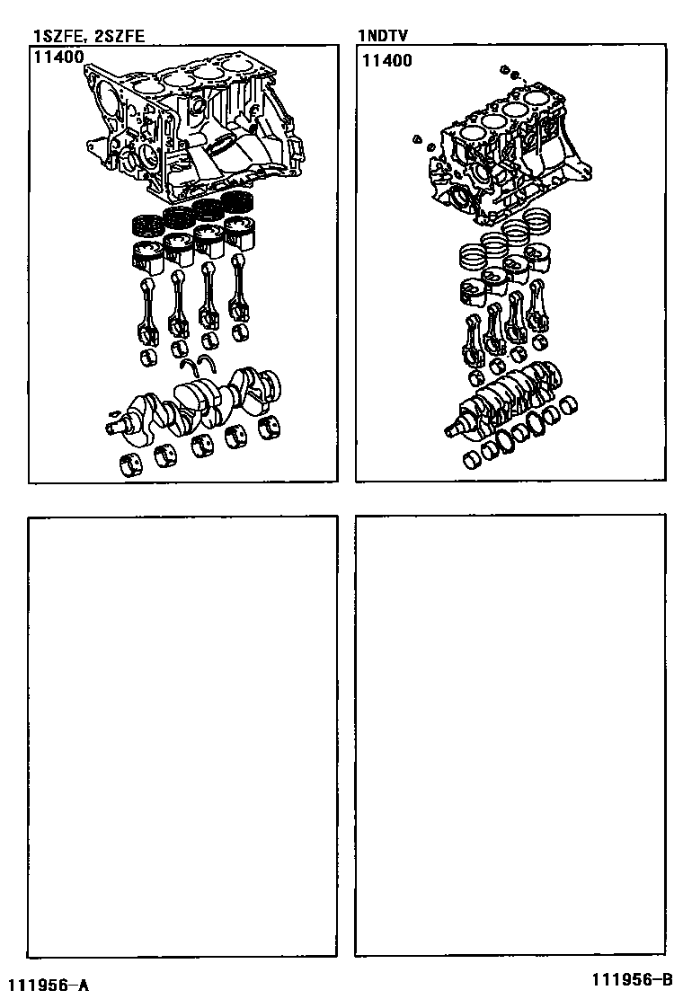 Toyota YARIS Short Block Assembly EPC diagram — 111956B