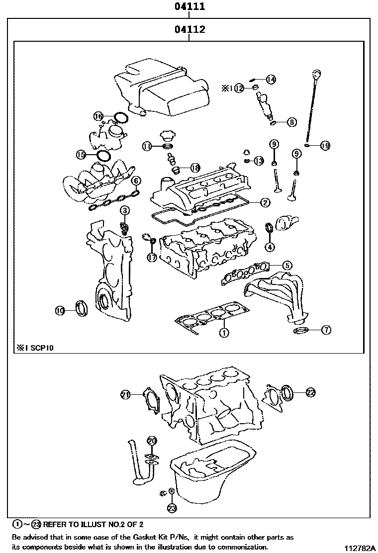 Toyota YARIS Engine Overhaul Gasket Kit EPC diagram — 112782A