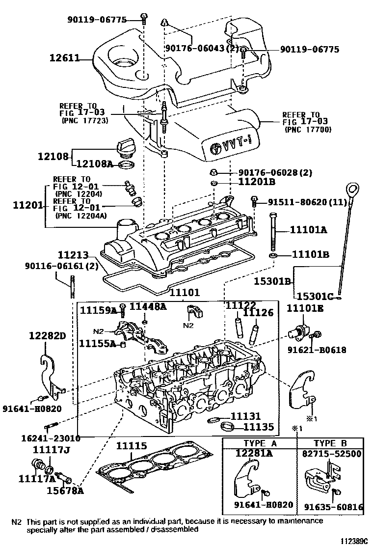 Toyota YARIS Cylinder Head EPC diagram — 112389C