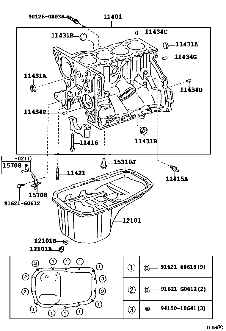 Toyota YARIS Cylinder Block EPC diagram — 111967C