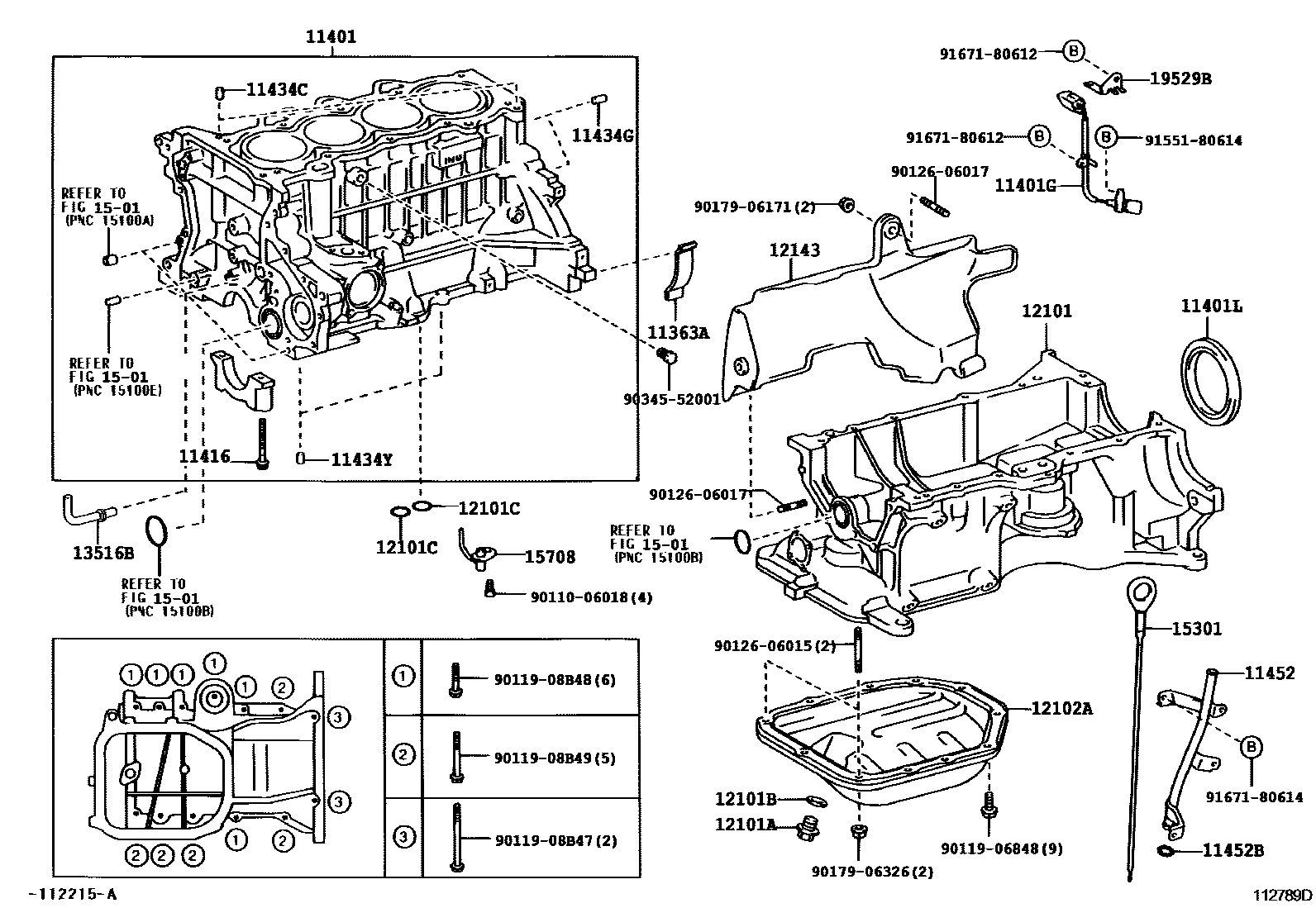 Toyota YARIS Cylinder Block EPC diagram — 112789D