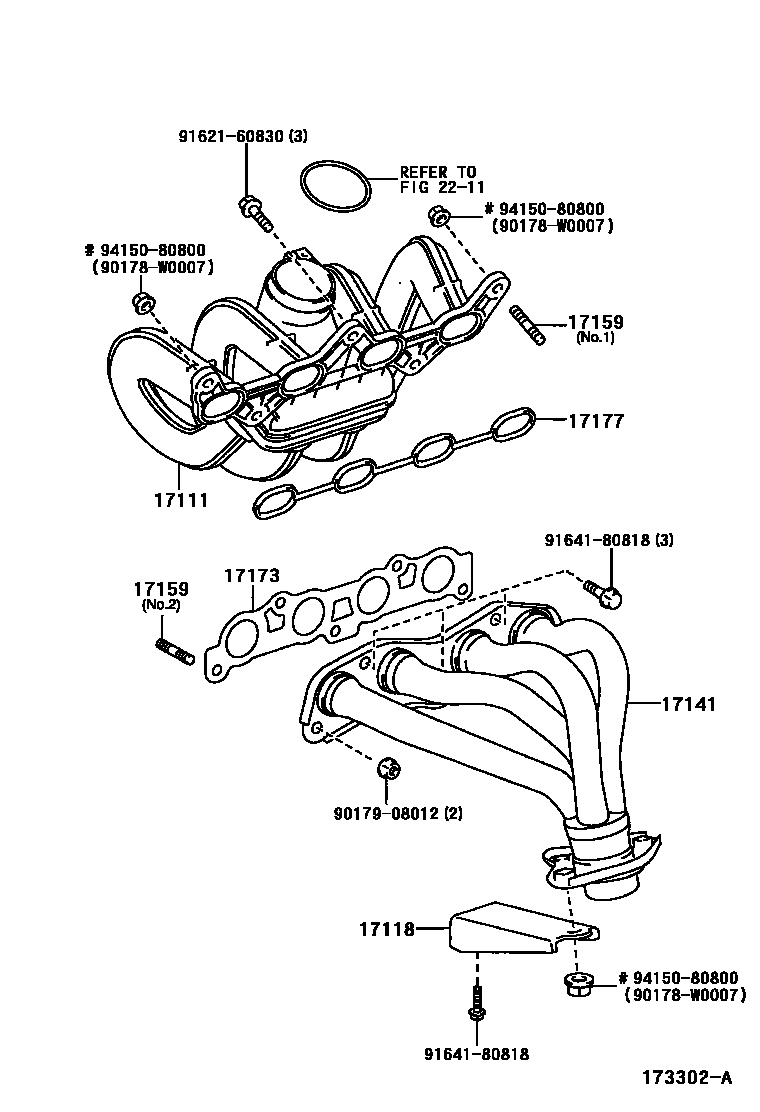 Toyota YARIS Manifold EPC diagram — 173302A