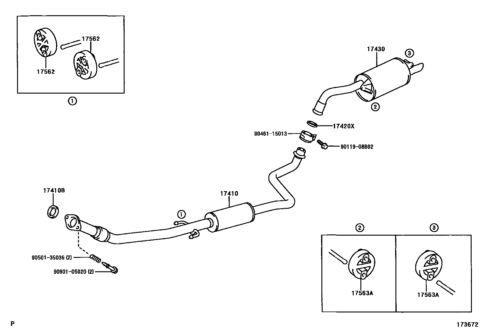 Toyota YARIS Exhaust Pipe EPC diagram — 173672