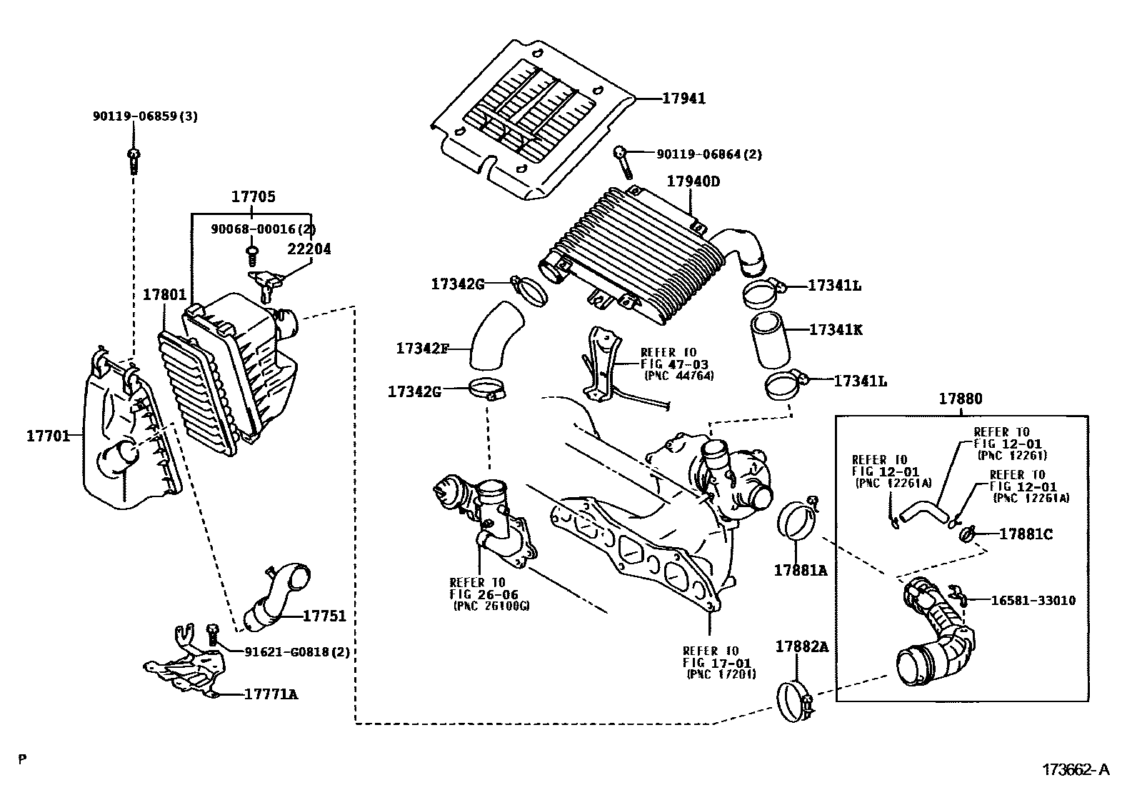 Toyota YARIS Air Cleaner EPC diagram — 173662A