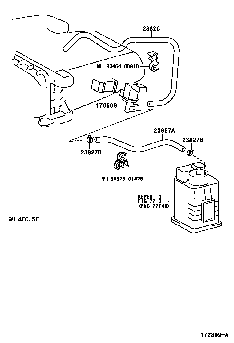 Toyota YARIS vacuum tube EPC diagram — 172809A