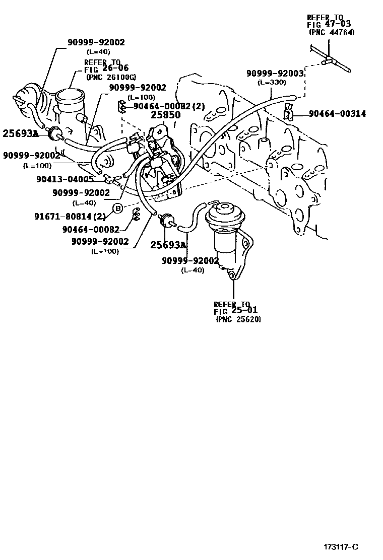 Toyota YARIS vacuum tube EPC diagram — 173117C