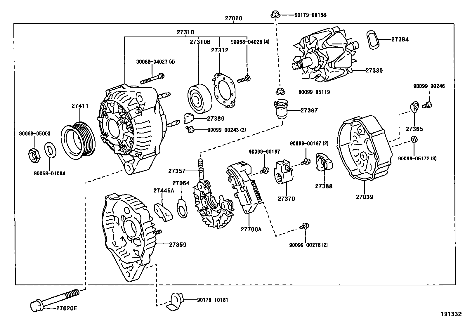 Toyota YARIS Alternator EPC diagram — 191332