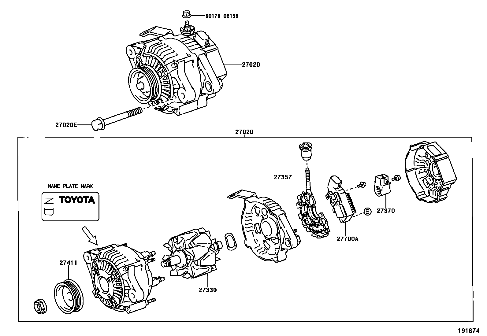 Toyota YARIS Alternator EPC diagram — 191874