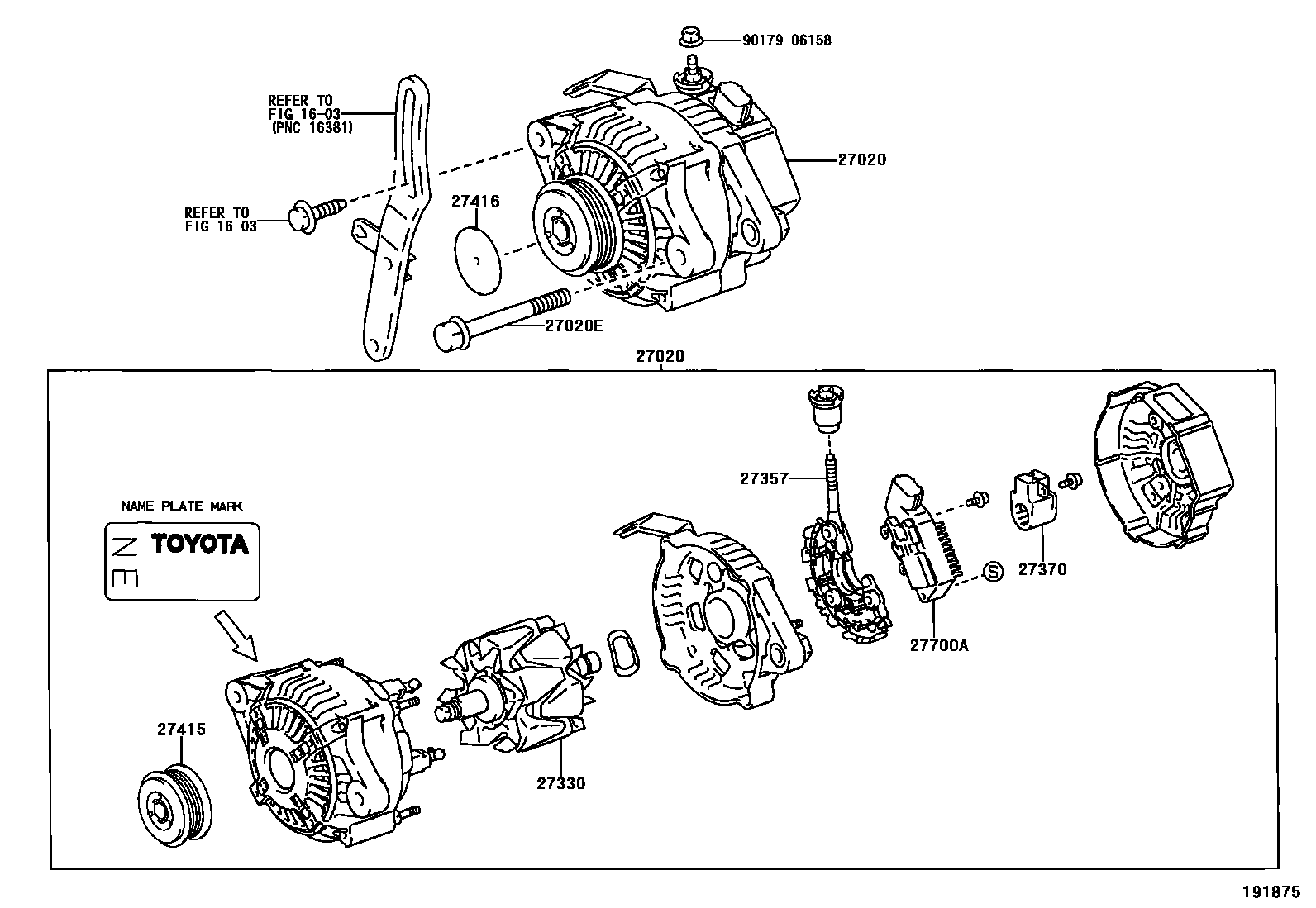 Toyota YARIS Alternator EPC diagram — 191875