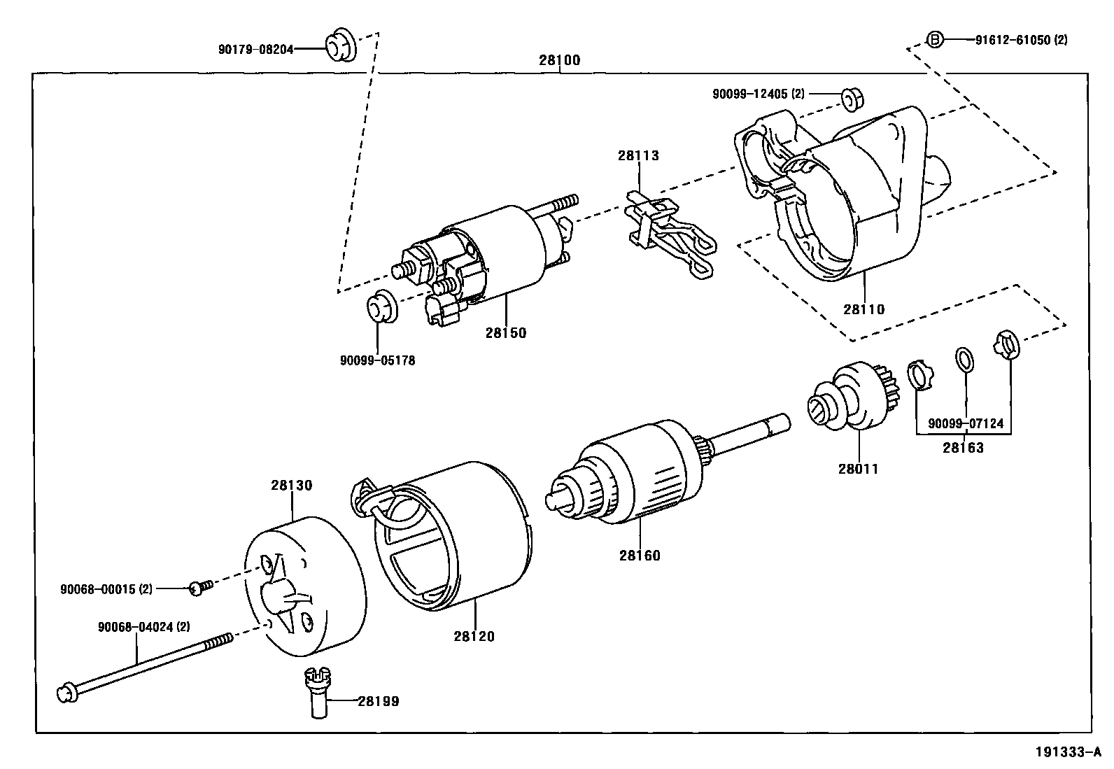 Toyota YARIS 起动机 EPC diagram — 191333A