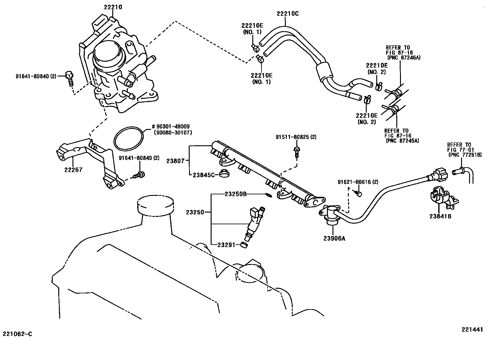 Toyota YARIS 燃油喷射系统 EPC diagram — 221441