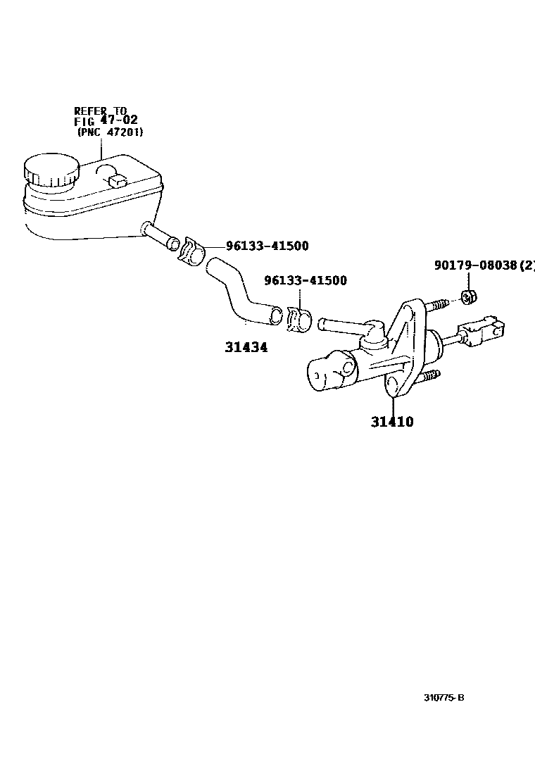Toyota YARIS 离合器总泵 EPC diagram — 310775B