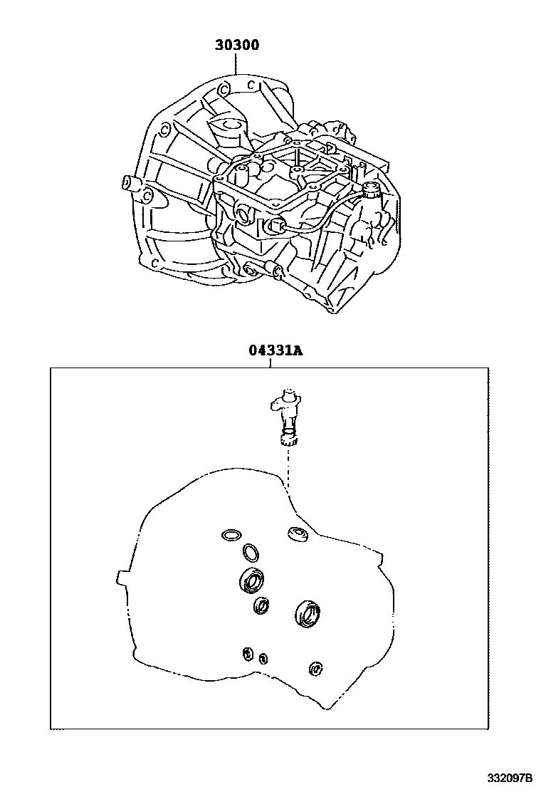 Toyota YARIS 传动桥或变速器总成和衬垫组件(MTM) EPC diagram — 332097B