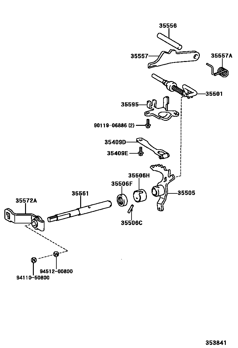 Toyota YARIS 节气阀连杆和阀杆(ATM) EPC diagram — 353841