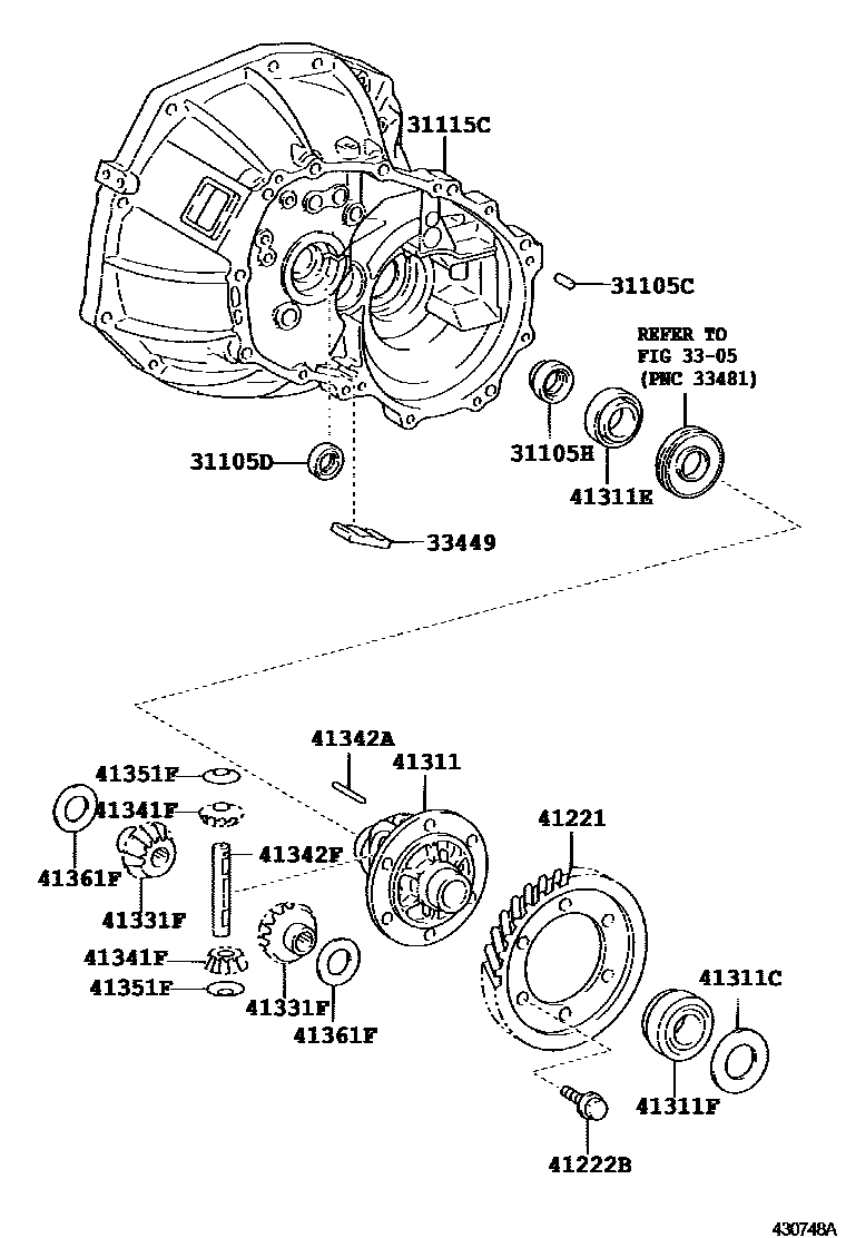 Toyota YARIS 前桥壳和差速器 EPC diagram — 430748A
