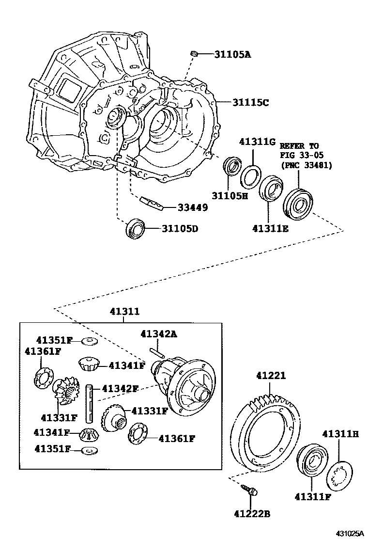 Toyota YARIS 前桥壳和差速器 EPC diagram — 431025A