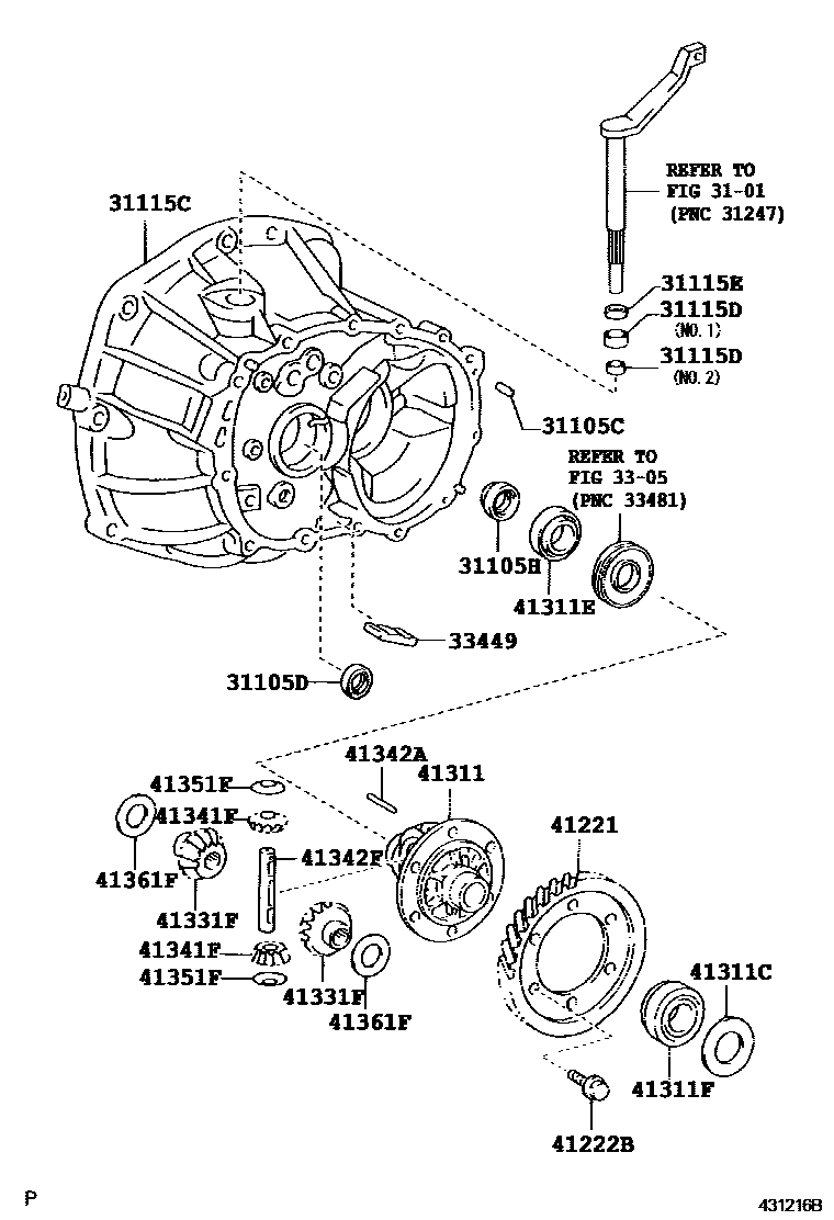 Toyota YARIS 前桥壳和差速器 EPC diagram — 431216B