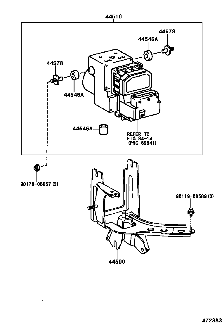 Toyota YARIS 制动配管和卡箍 EPC diagram — 472383