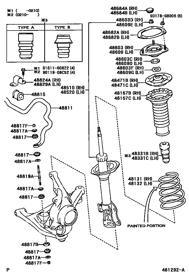 Toyota YARIS Front Spring & Shock Absorber EPC diagram — 481292A