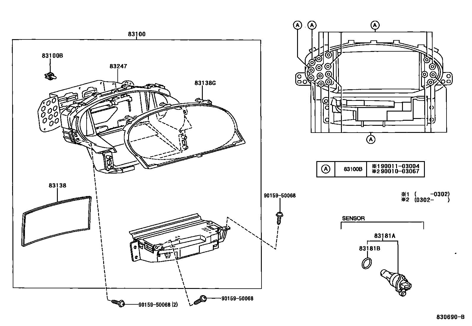 Toyota YARIS 仪表 EPC diagram — 830690B