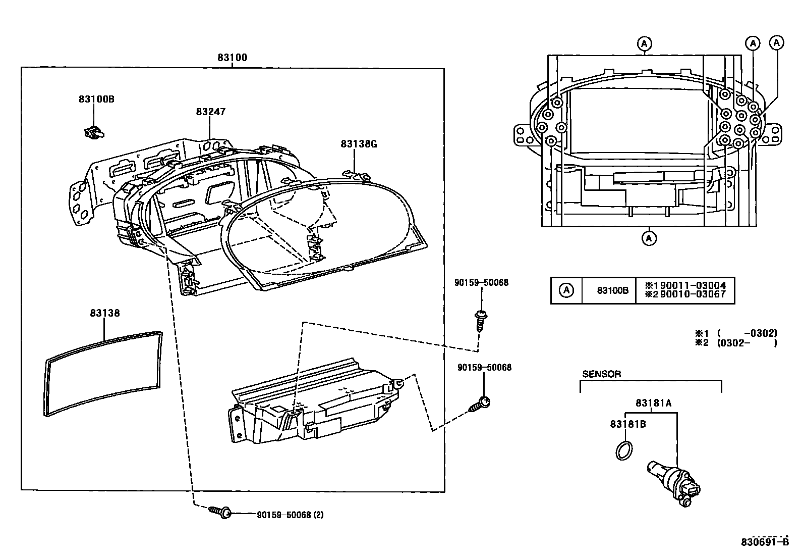 Toyota YARIS 仪表 EPC diagram — 830691B