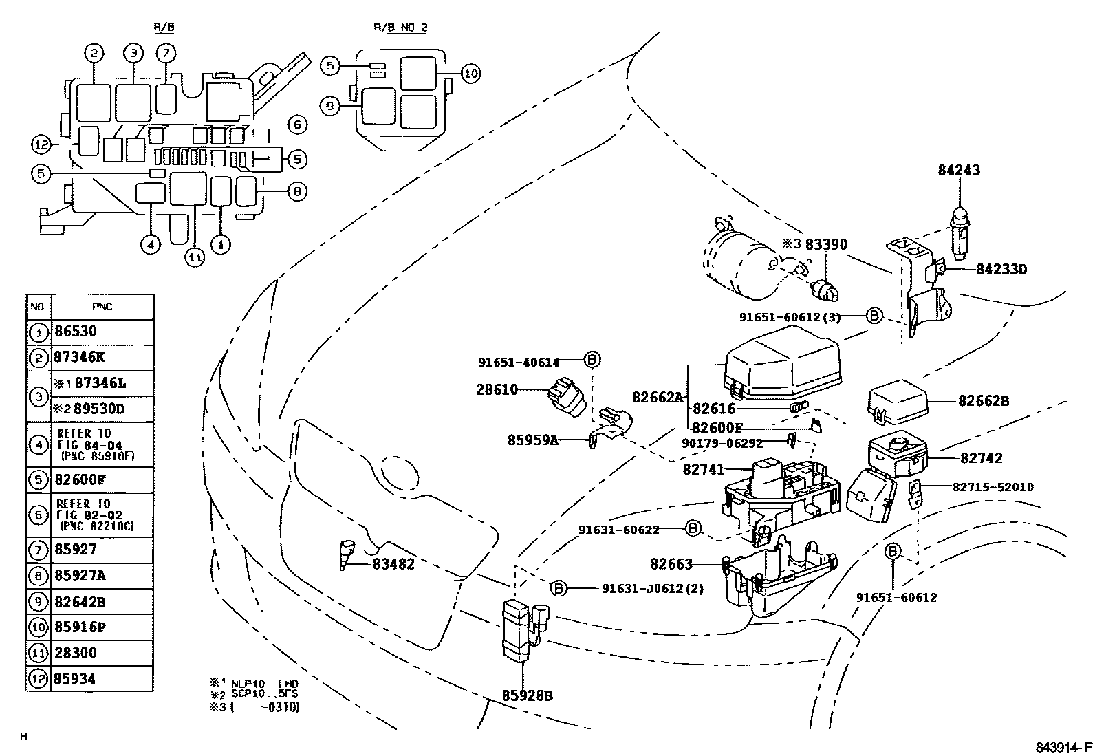Toyota YARIS 开关和继电器和ECU EPC diagram — 843914F