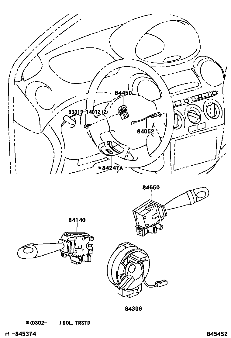 Toyota YARIS 开关和继电器和ECU EPC diagram — 845452