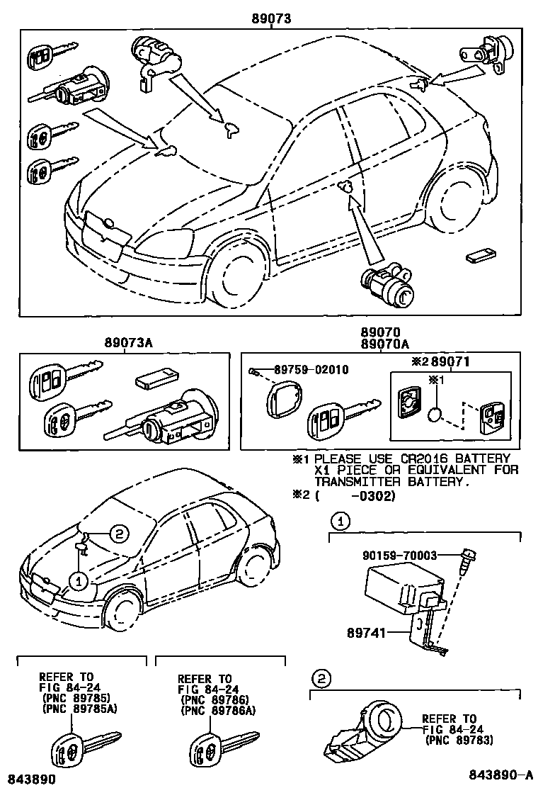 Toyota YARIS 遥控门锁 EPC diagram — 843890A