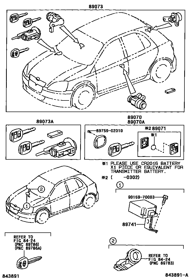 Toyota YARIS 遥控门锁 EPC diagram — 843891A