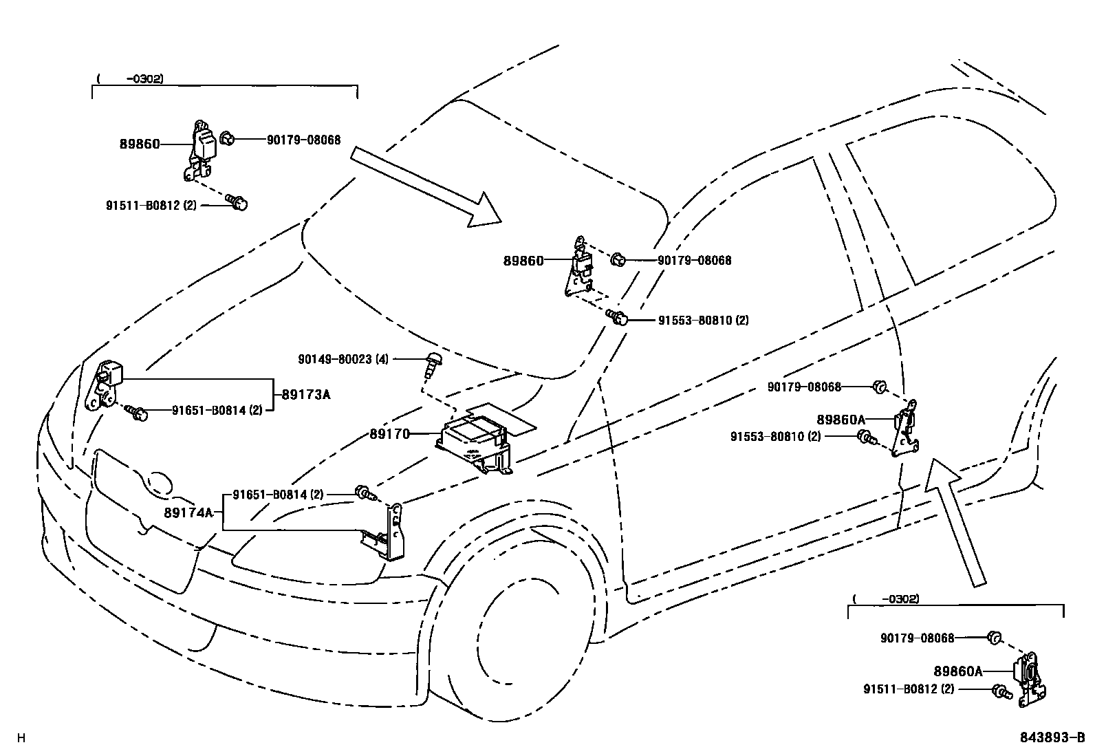 Toyota YARIS 空气囊 EPC diagram — 843893B