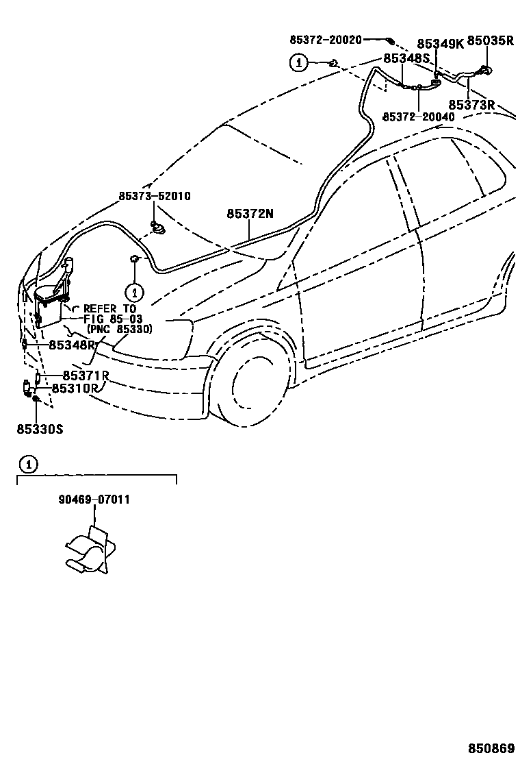 Toyota YARIS 后清洗器 EPC diagram — 850869