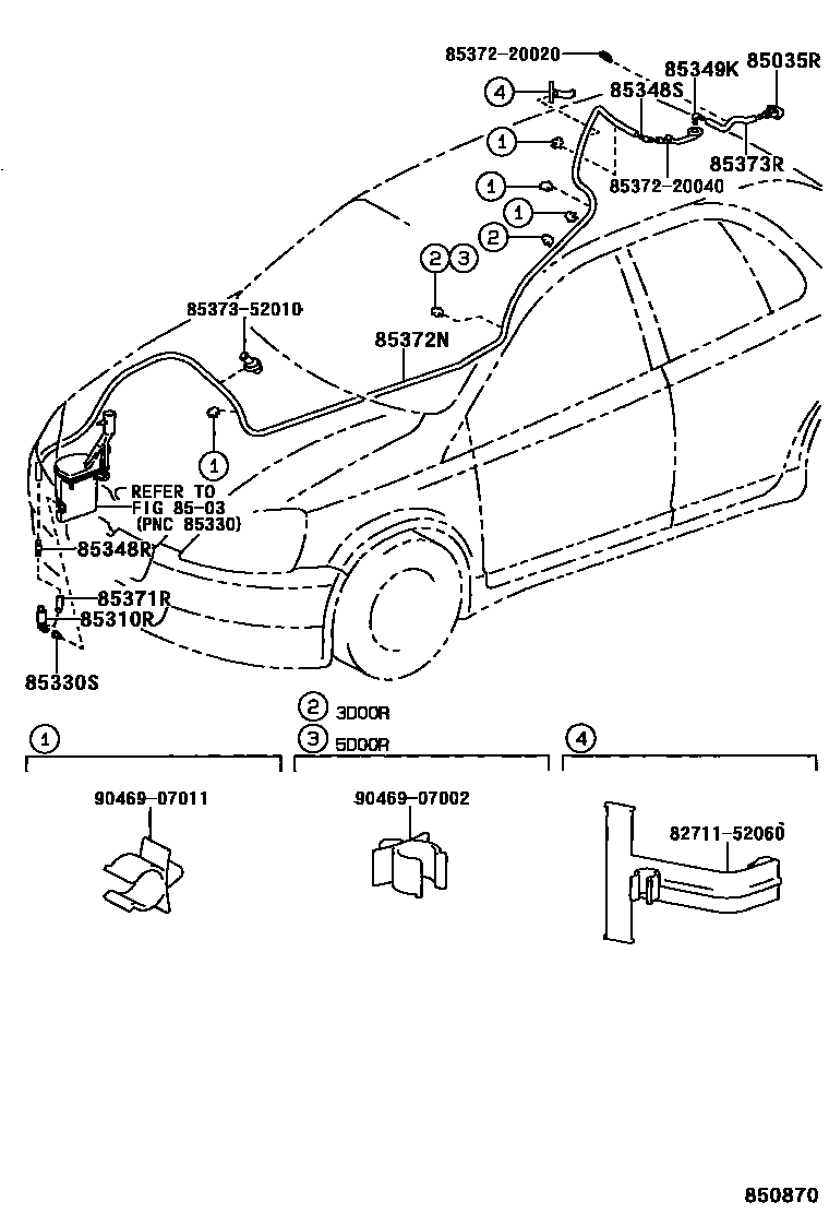 Toyota YARIS 后清洗器 EPC diagram — 850870