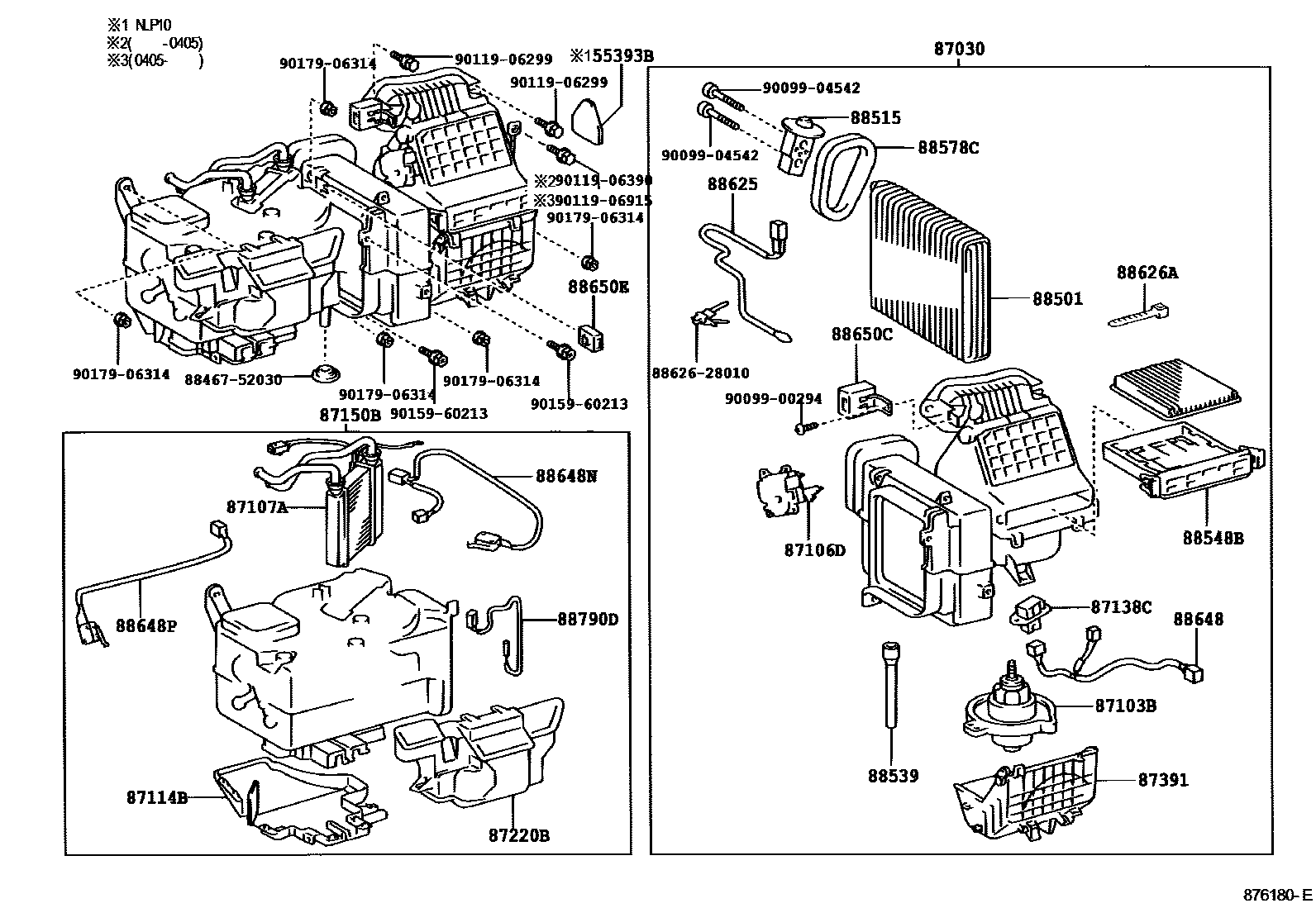 Toyota YARIS 暖风和空调系统 - 冷却器组件 EPC diagram — 876180E