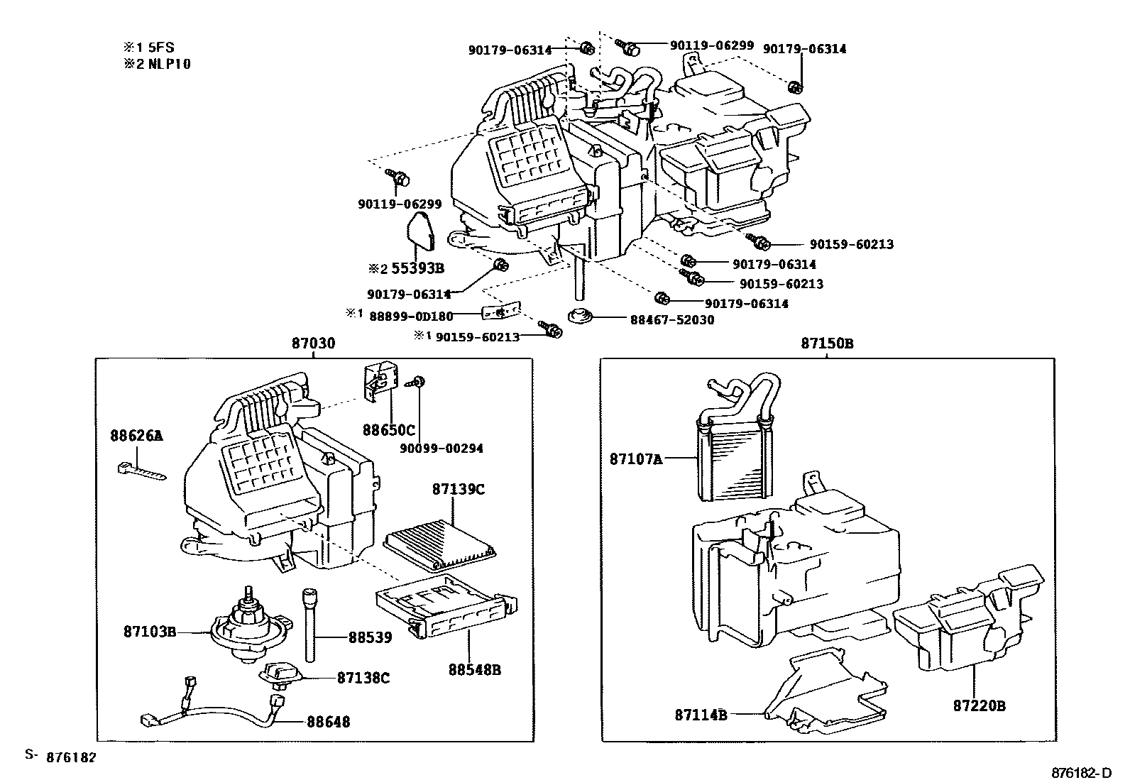 Toyota YARIS 暖风和空调系统 - 冷却器组件 EPC diagram — 876182D