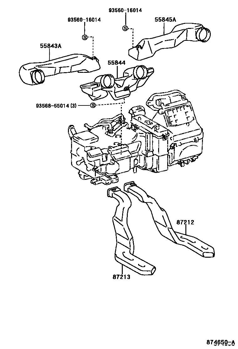 Toyota YARIS 暖风和空调系统 - 控制器和风管 EPC diagram — 874650A