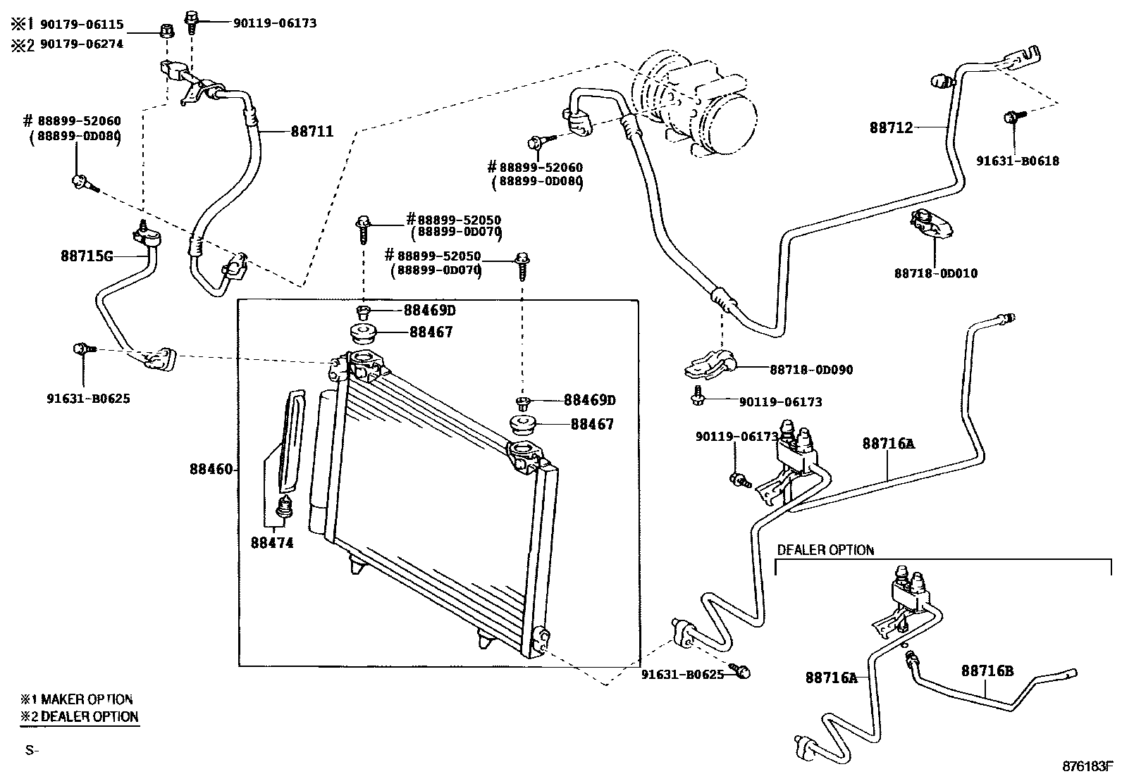 Toyota YARIS Heating & Air Conditioning - Cooler Piping EPC diagram — 876183F