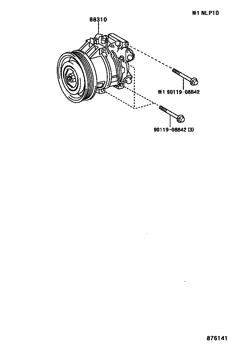 Toyota YARIS Heating & Air Conditioning - Compressor EPC diagram — 876141