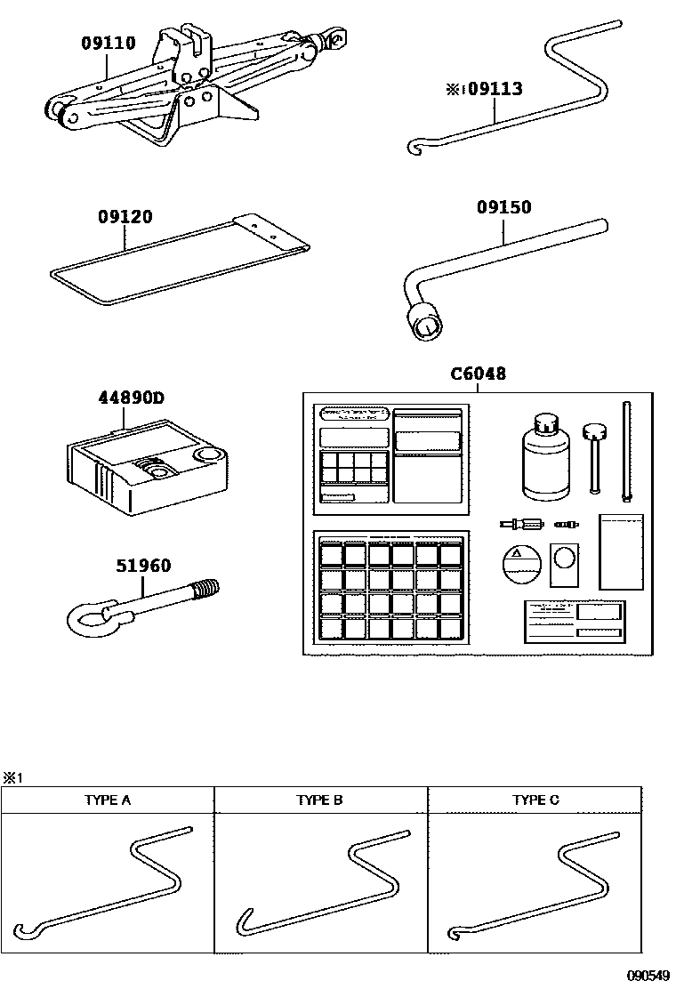 Toyota YARIS Standard Tools EPC diagram — 090549