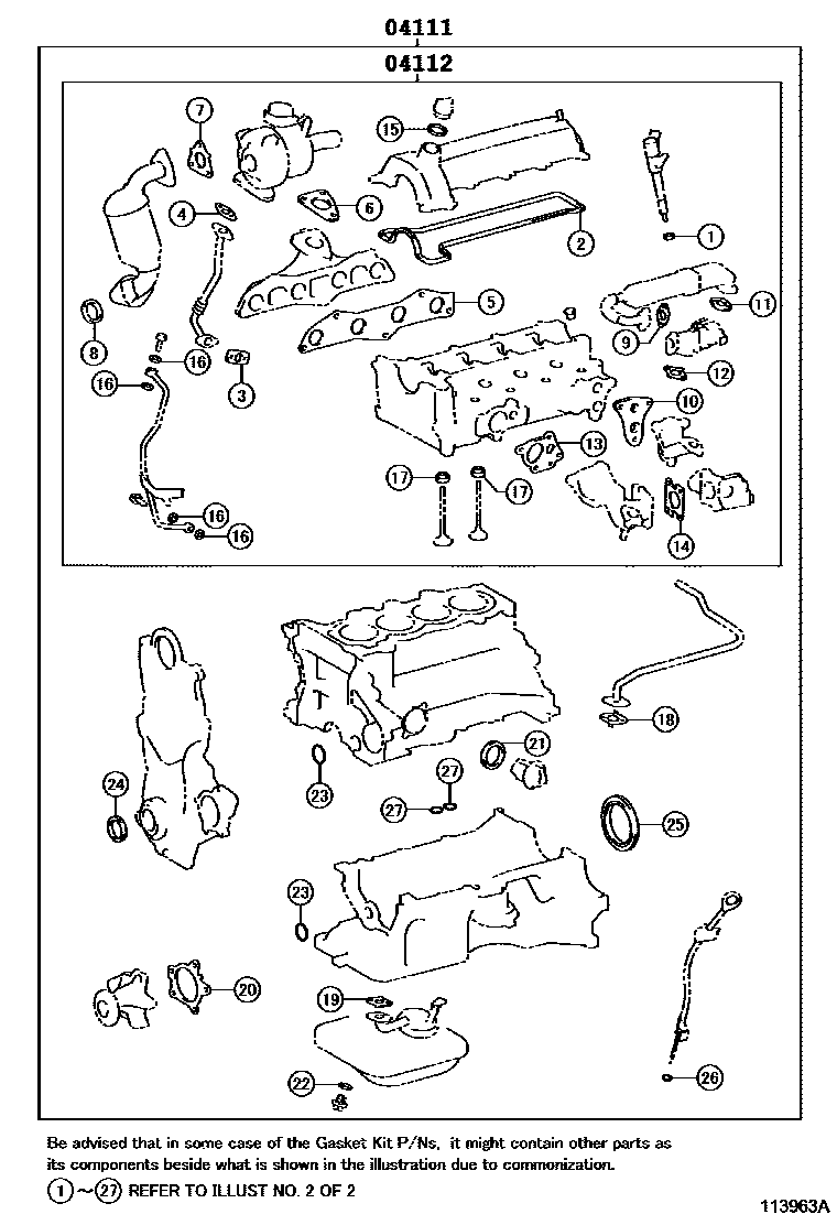 Toyota YARIS Engine Overhaul Gasket Kit EPC diagram — 113963A