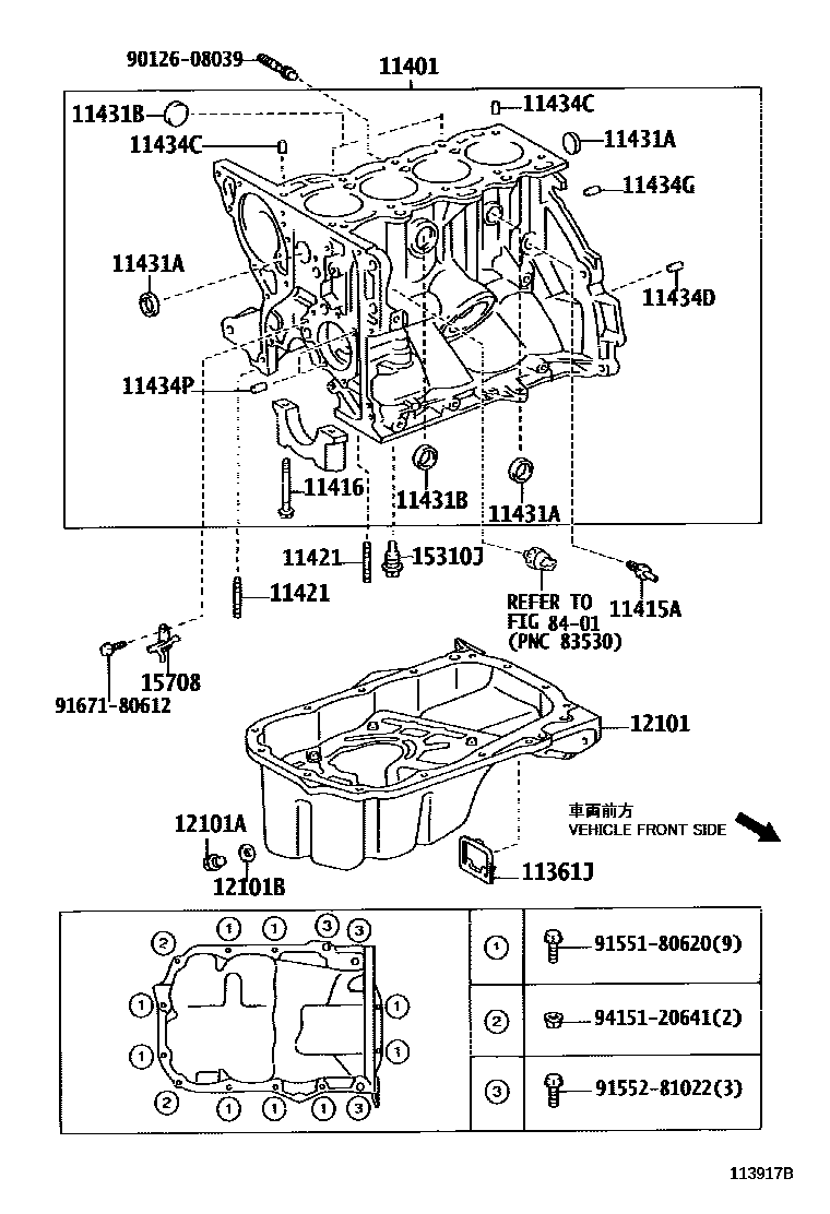 Toyota YARIS Cylinder Block EPC diagram — 113917B
