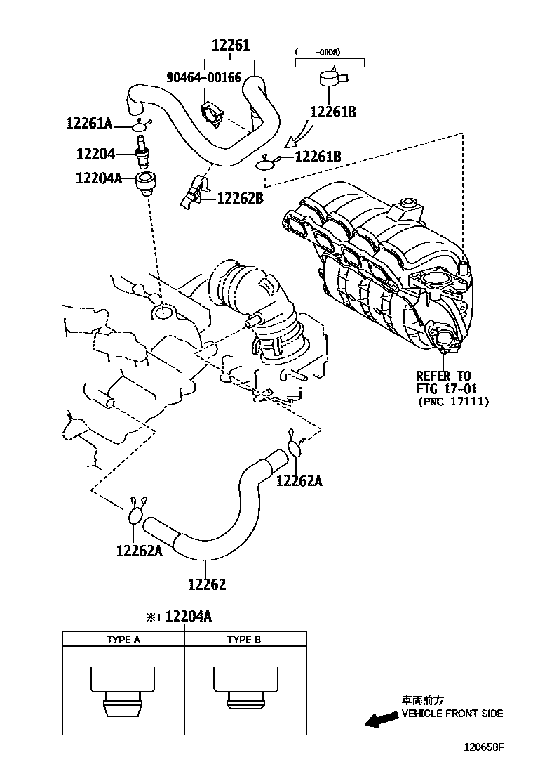Toyota YARIS Ventilation Hose EPC diagram — 120658F