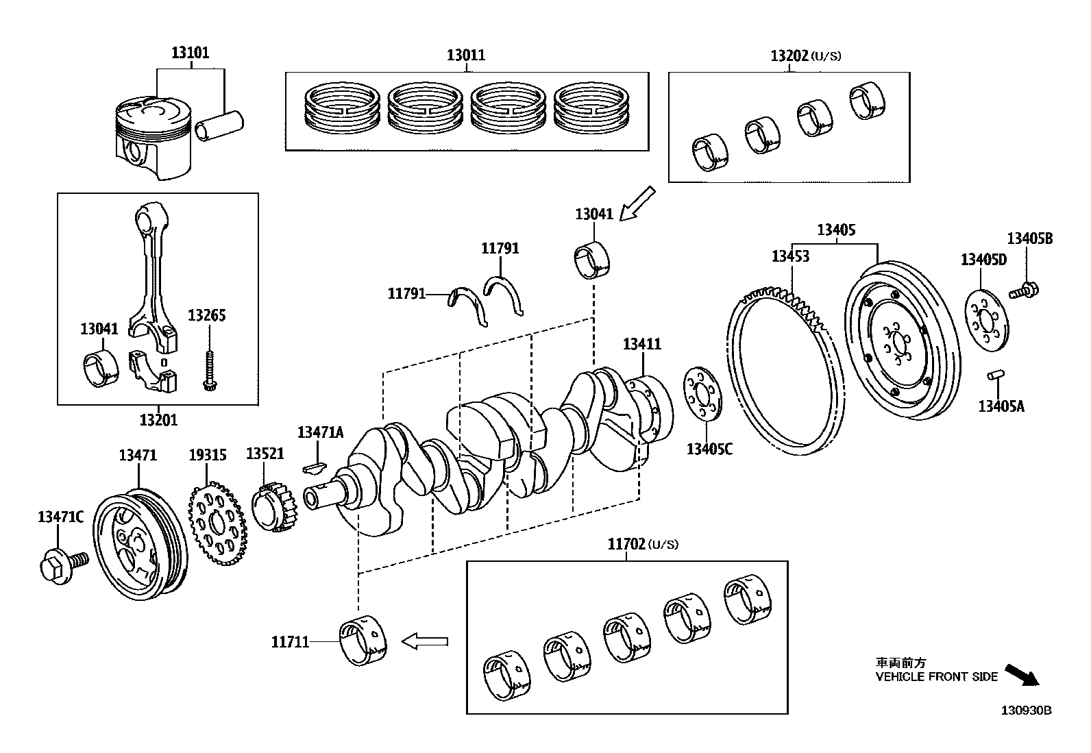 Toyota YARIS Crankshaft & Piston EPC diagram — 130930B