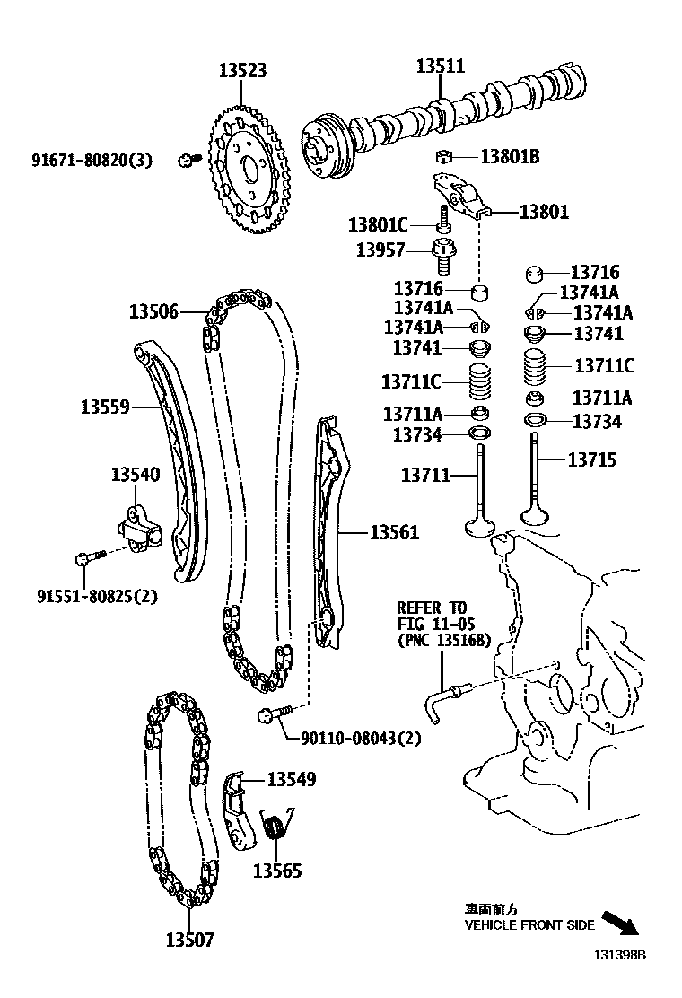Toyota YARIS Camshaft & Valve EPC diagram — 131398B