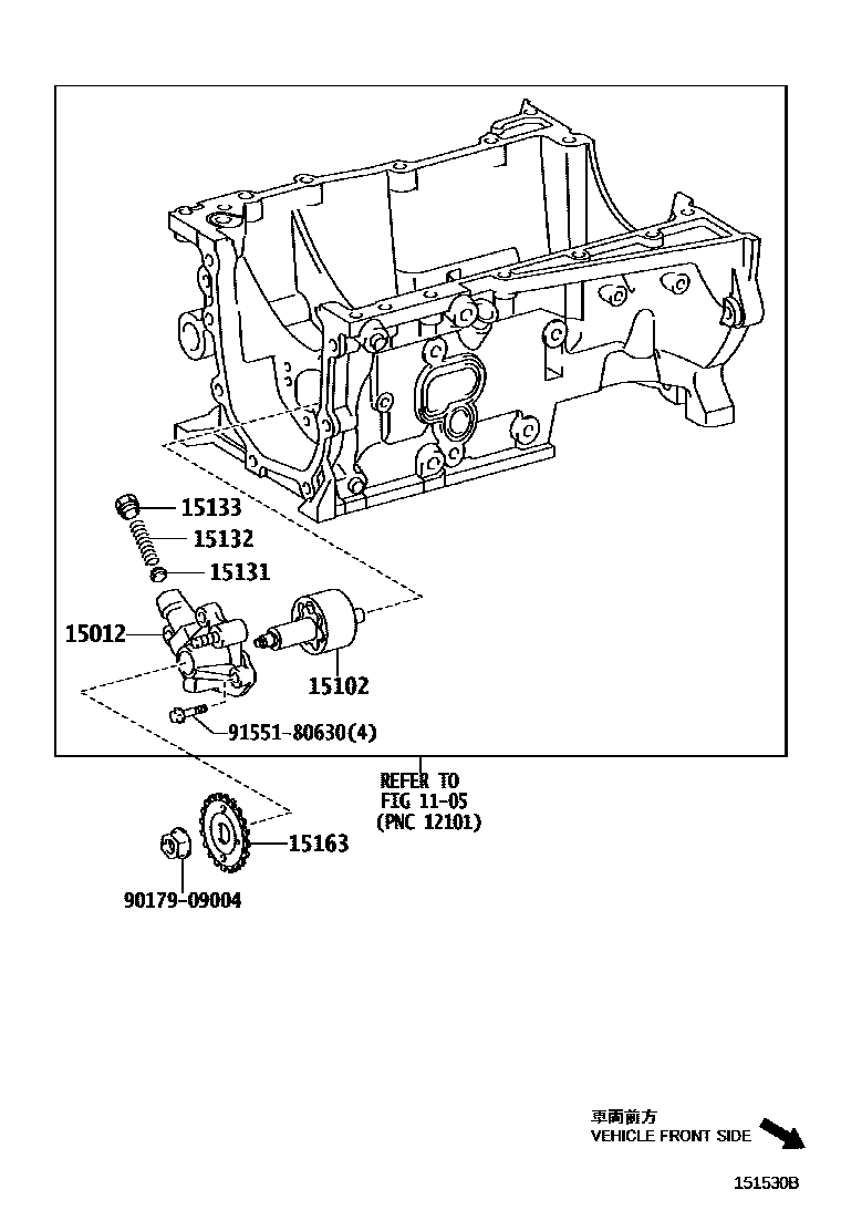 Toyota YARIS Engine Oil Pump EPC diagram — 151530B