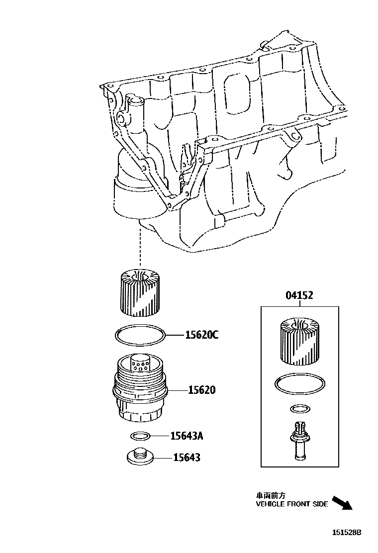Toyota YARIS Oil Filter EPC diagram — 151528B